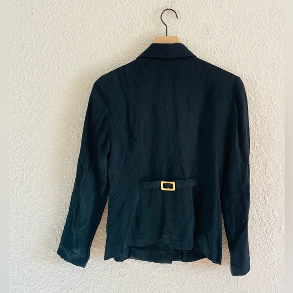 Vintage Gold Button Black Button Up Collared Blouse - Picture 3 of 9